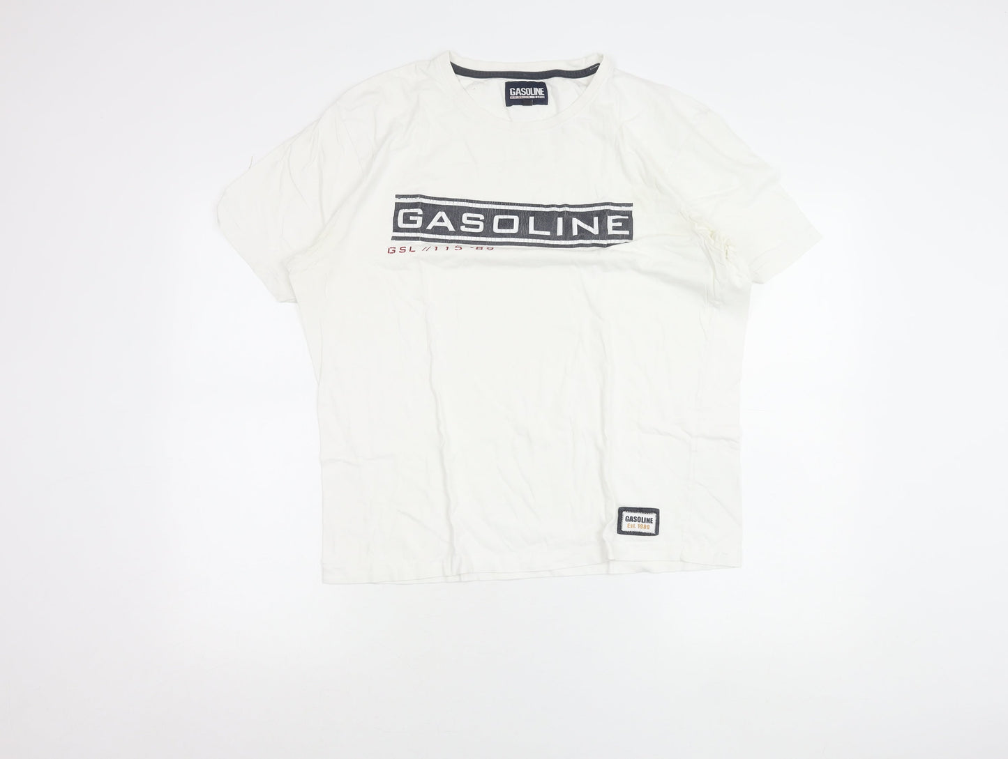 Gasoline Mens White Graphic Print Short Sleeve Crew Neck T-Shirt XL