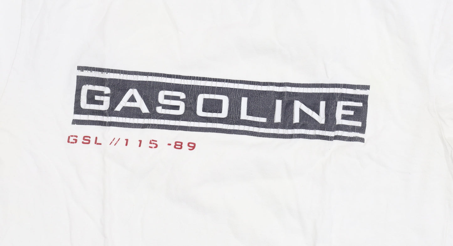 Gasoline Mens White Graphic Print Short Sleeve Crew Neck T-Shirt XL