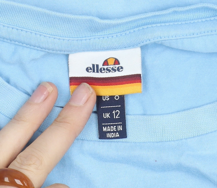 Ellesse Women's Blue Cropped Logo T-Shirt UK 12