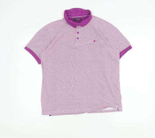 Dunnes Stores Men's Purple Geometric Cotton Polo Shirt Size S