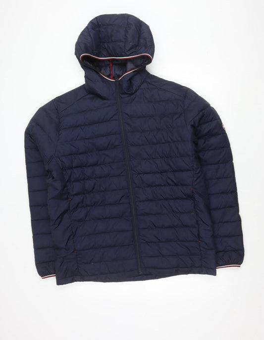 Jack & Jones Men's Blue XL Hooded Puffer Jacket Quilted Lightweight
