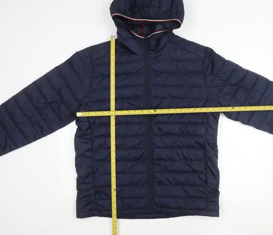 Jack & Jones Men's Blue XL Hooded Puffer Jacket Quilted Lightweight