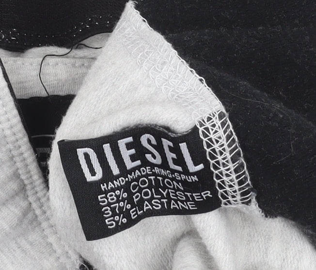 Diesel Womens Grey Jogger Trousers M Cotton Blend Side Stripe