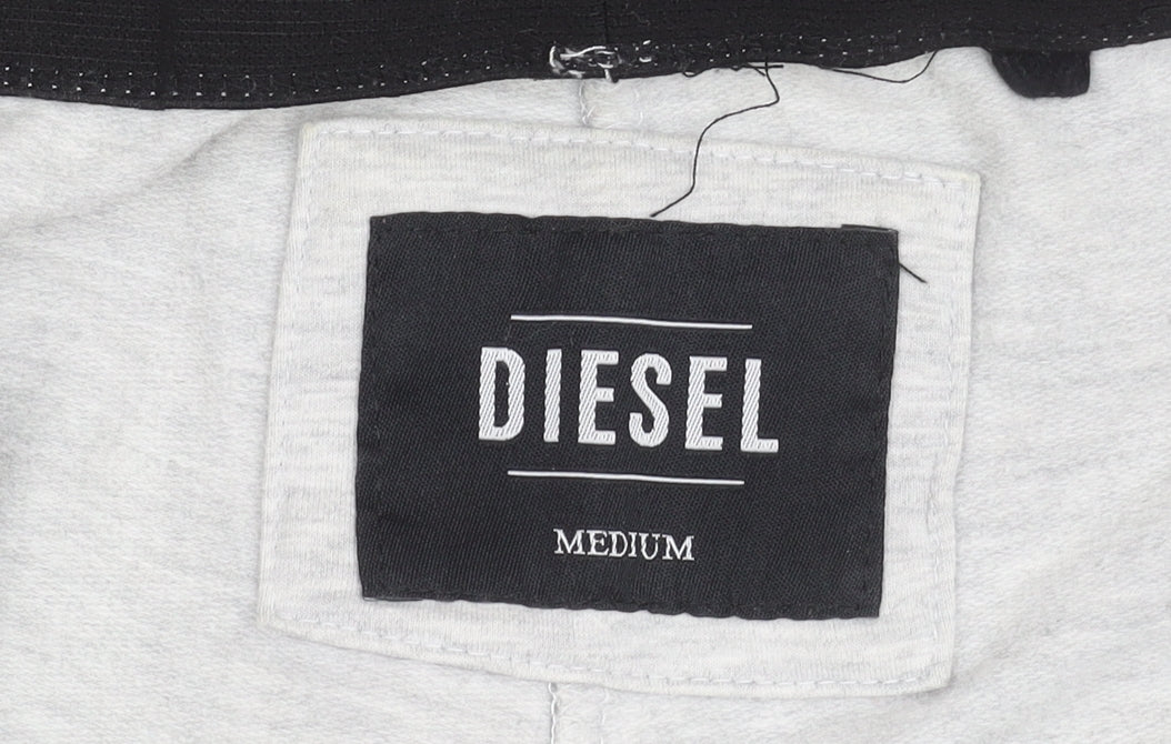 Diesel Womens Grey Jogger Trousers M Cotton Blend Side Stripe