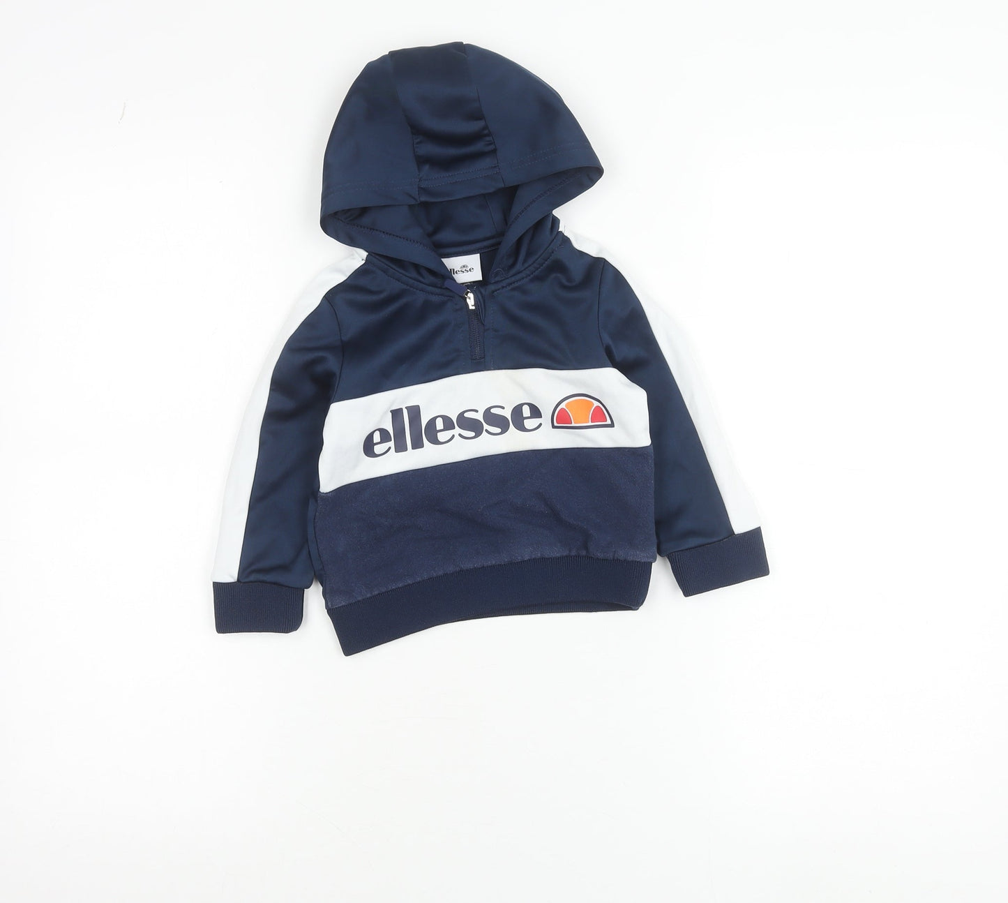 Ellesse Boys Blue 2XS Pullover Hoodie with Logo and 1/2 Zip