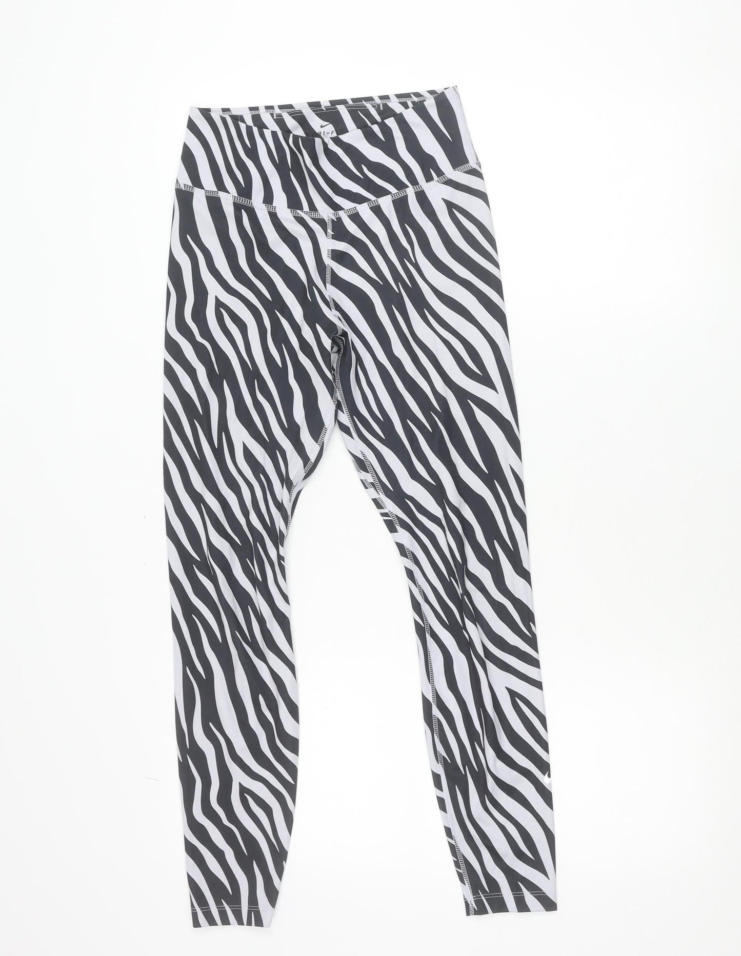 Nike Women Black White Zebra Print Dri-FIT Leggings Size S