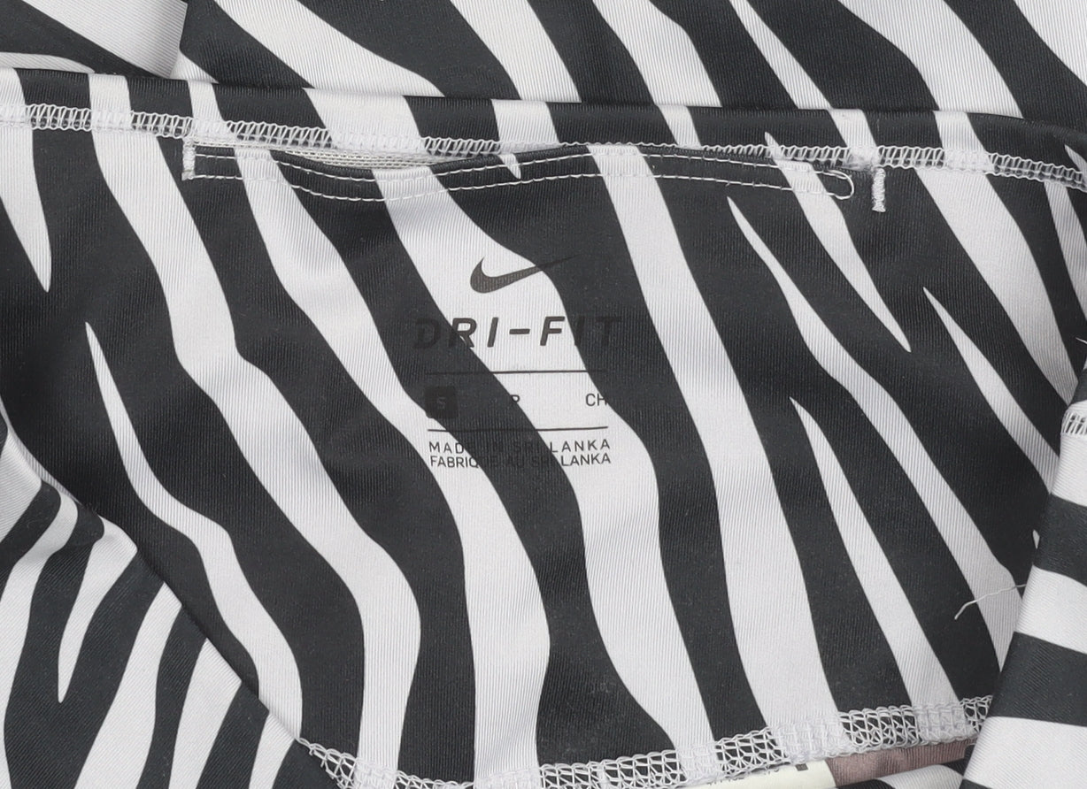 Nike Women Black White Zebra Print Dri-FIT Leggings Size S