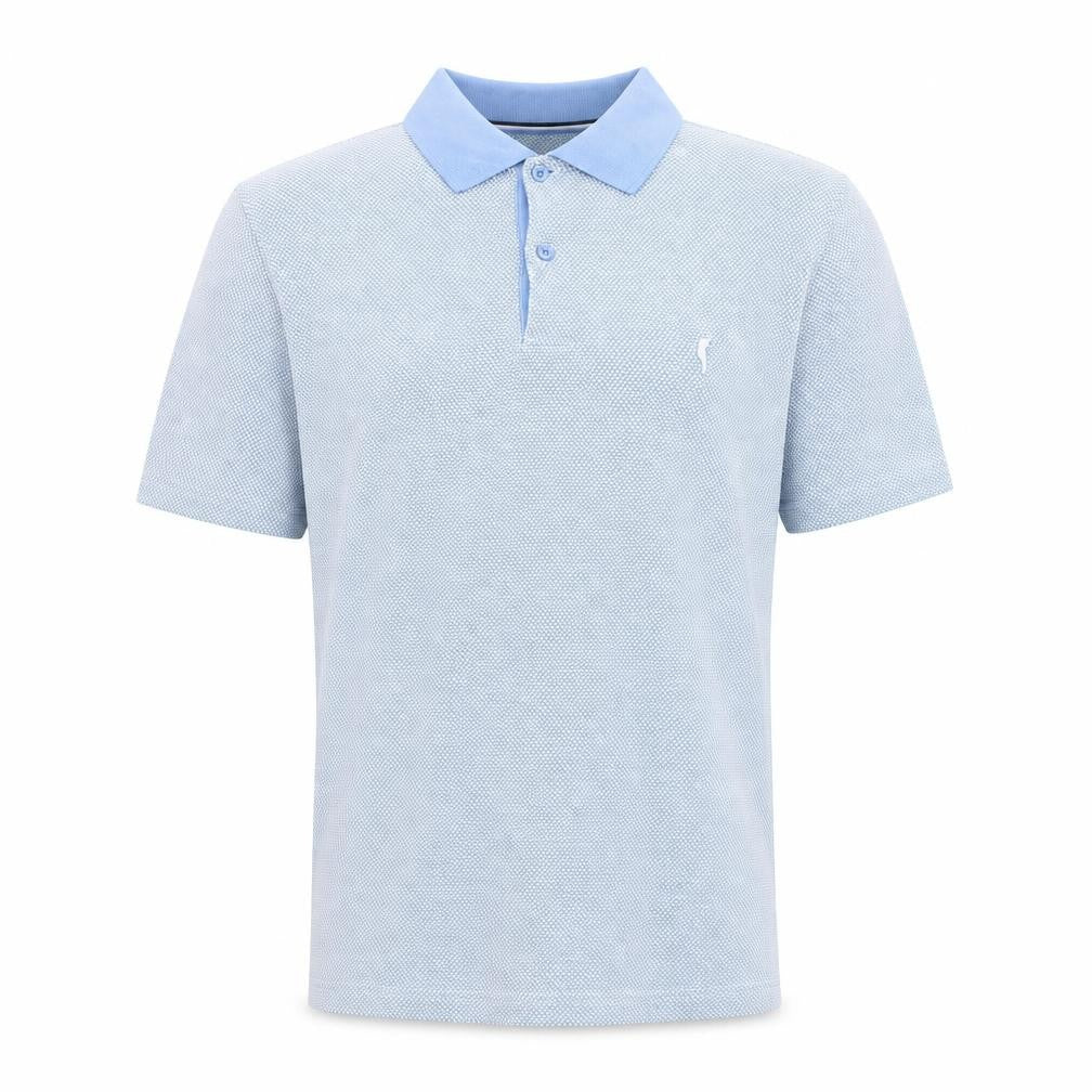 Golfino Men’s Blue Geometric Polo Shirt Size M Polyamide Golf Top