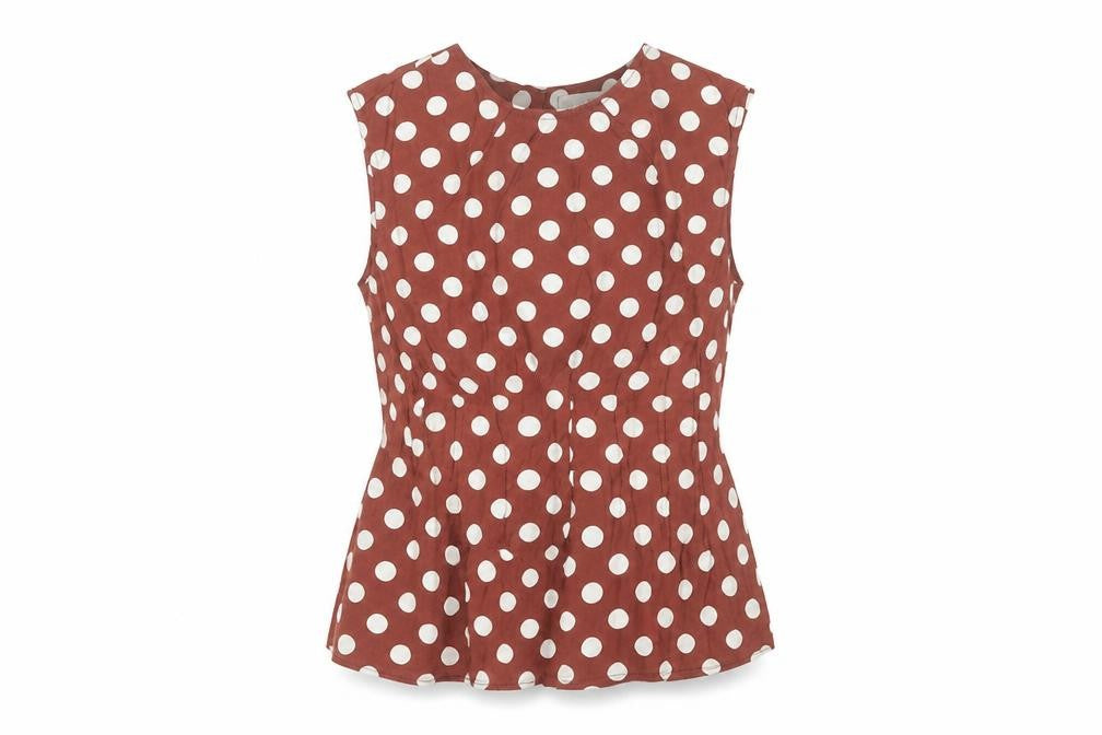 Gallery Womens Brown Polka Dot Sleeveless Tunic Blouse UK 10