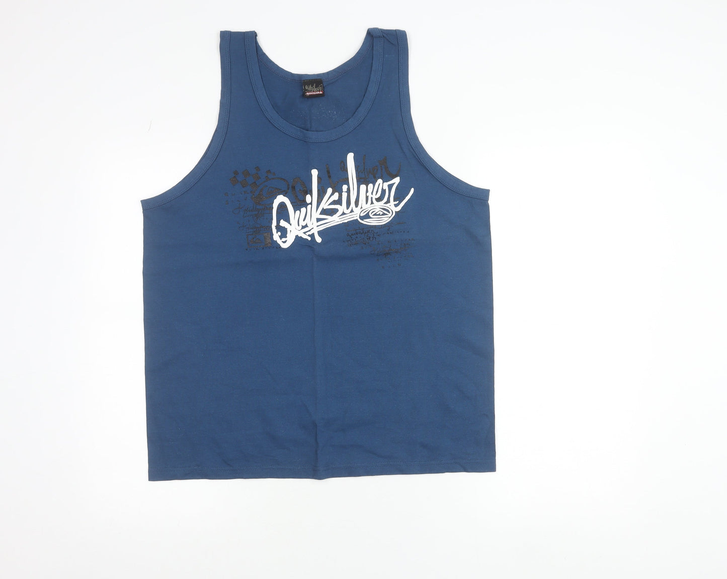 Quiksilver Men's Blue Sleeveless Graphic Cotton T-Shirt Size L