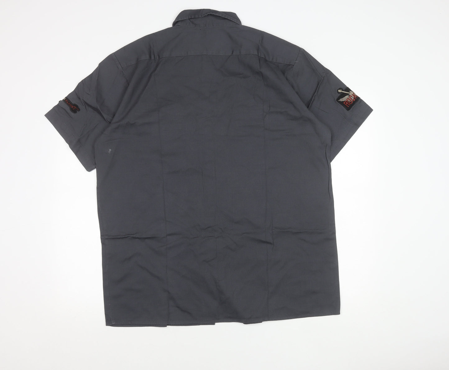 Hard Rock Cafe Men’s Grey Las Vegas Embroidered Short Sleeve Button-Up Shirt L