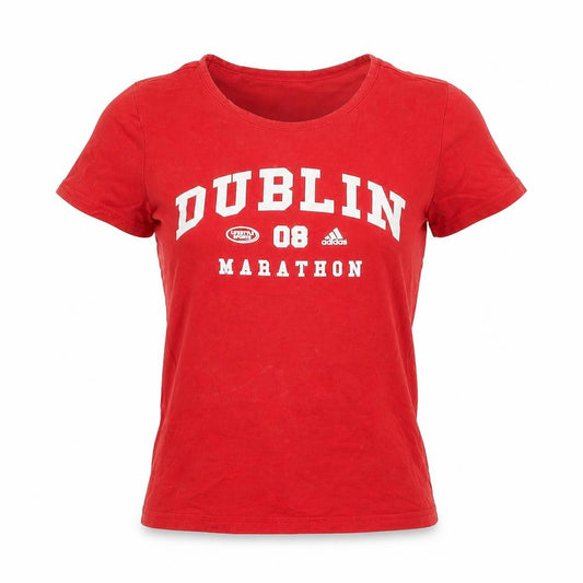 Womens UK Size 8 adidas Red 100% Cotton T-Shirt