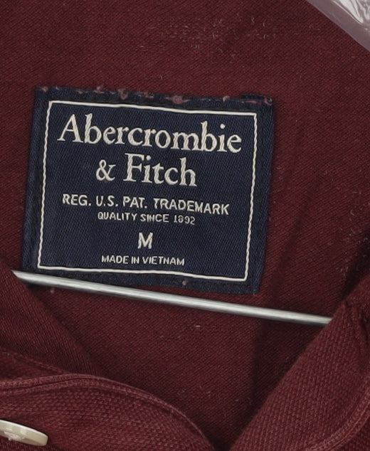 Abercrombie & Fitch Men's Maroon Short Sleeve Polo Shirt Size M