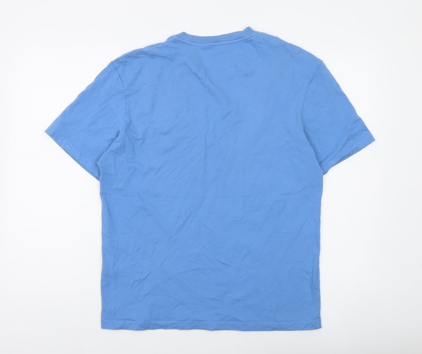 Jack & Jones Men’s Blue Large Cotton Crew Neck Graphic T-Shirt