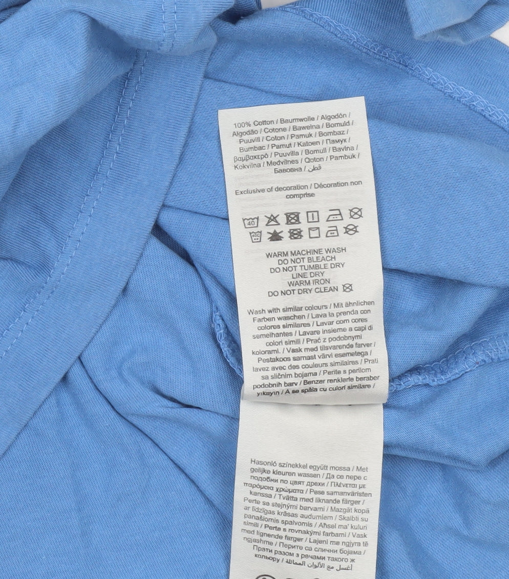 Jack & Jones Men’s Blue Large Cotton Crew Neck Graphic T-Shirt