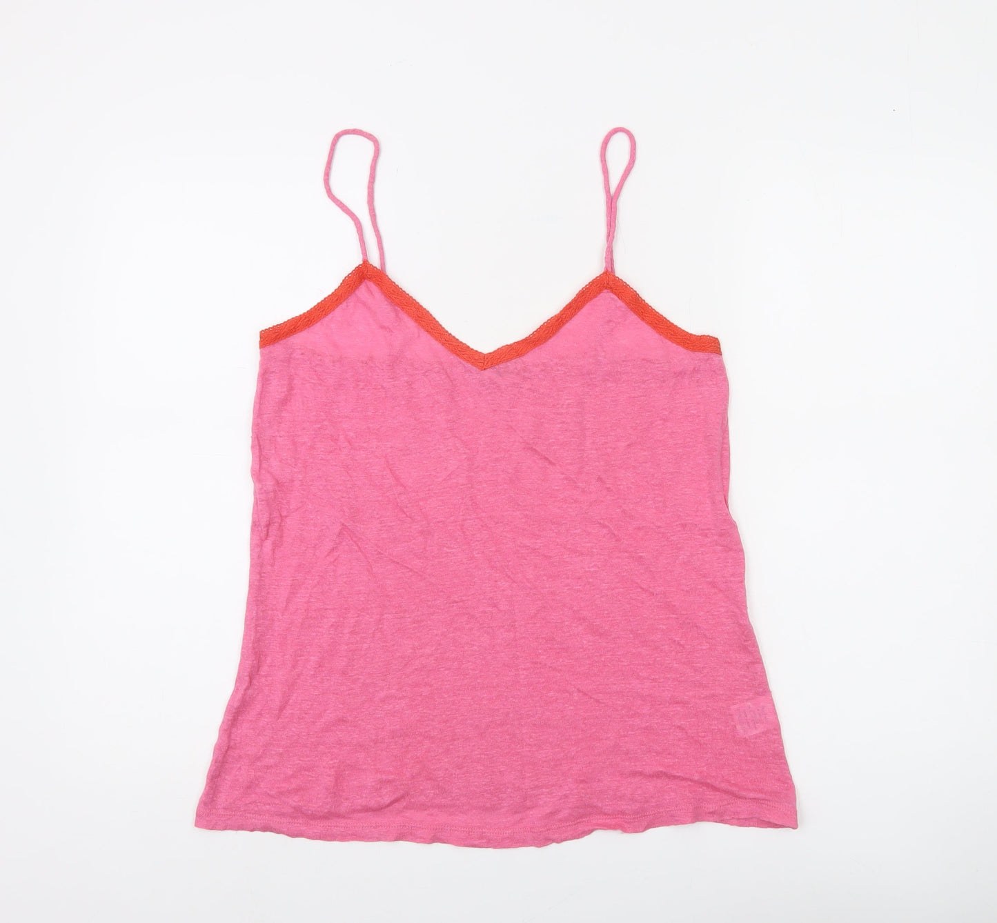 Hush Womens Pink Camisole Linen Top Size S Spaghetti Strap Summer