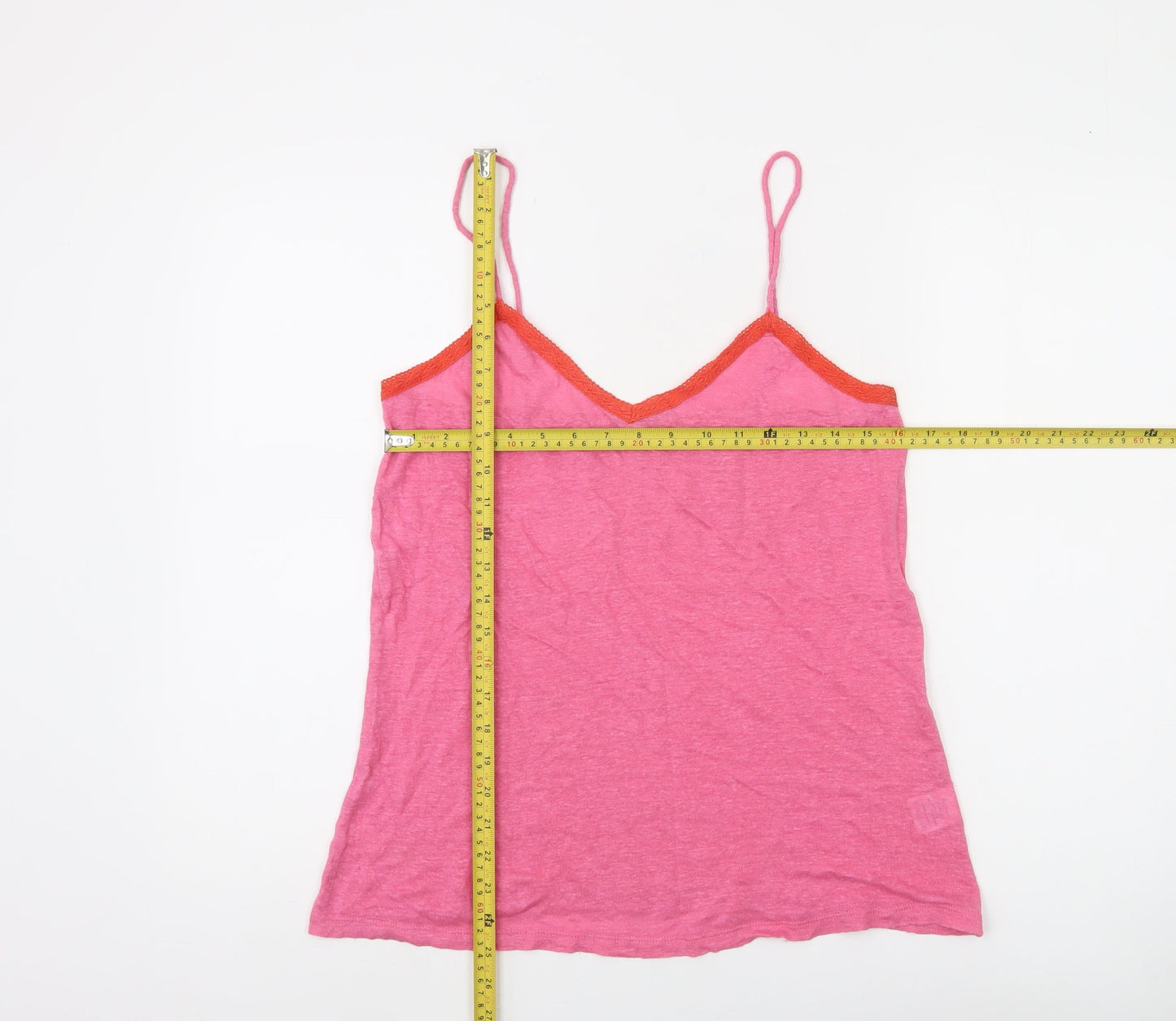 Hush Womens Pink Camisole Linen Top Size S Spaghetti Strap Summer