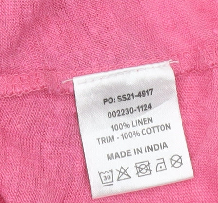 Hush Womens Pink Camisole Linen Top Size S Spaghetti Strap Summer