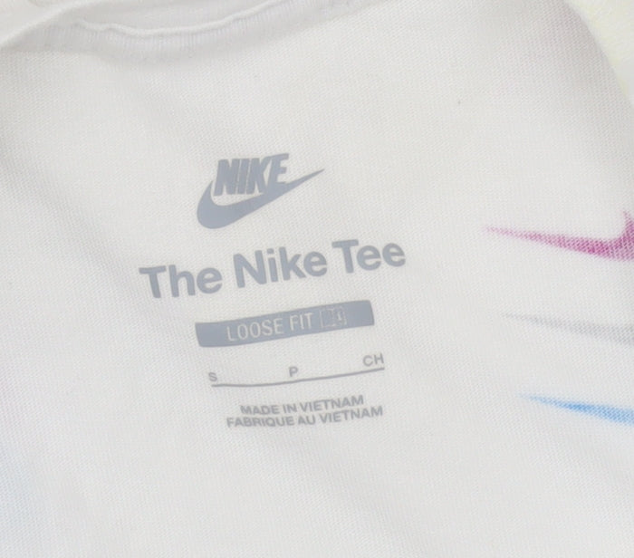 Nike Men's White Loose Fit Graphic Print T-Shirt Small