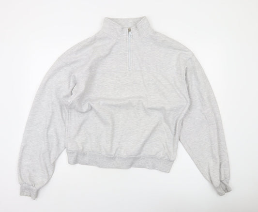 ASOS Design Women's Grey 1/4 Zip Sweatshirt UK 8 Cotton Blend