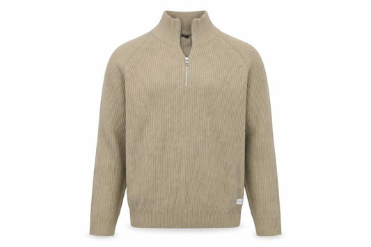 Jack & Jones Men’s Beige XL 1/2 Zip High Neck Knit Jumper