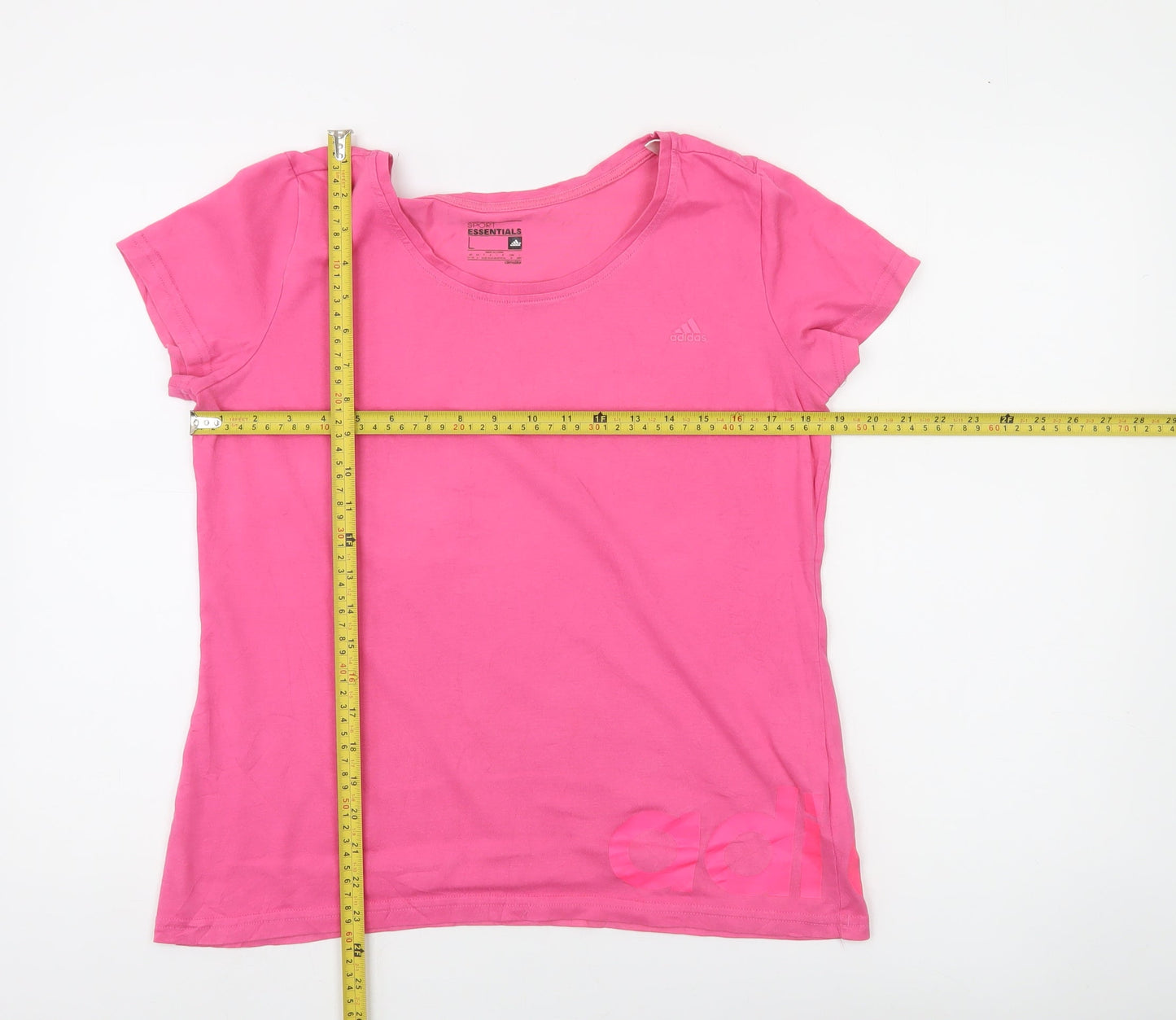 Adidas Women Pink Climalite Sport Essentials T-Shirt L Short Sleeve