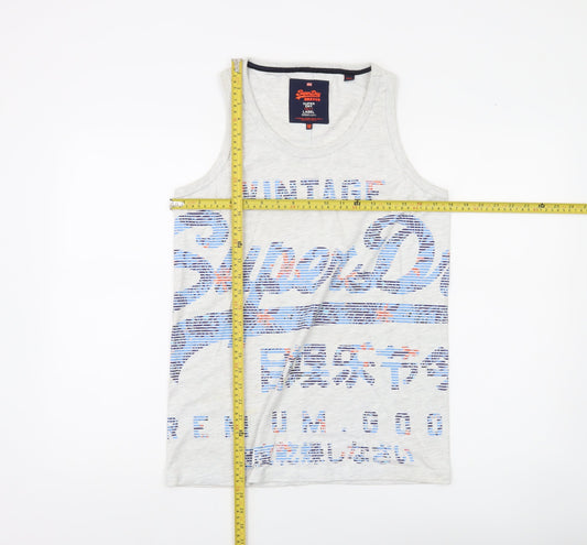 Superdry Men's Grey Graphic Print Sleeveless Vest Top Size M