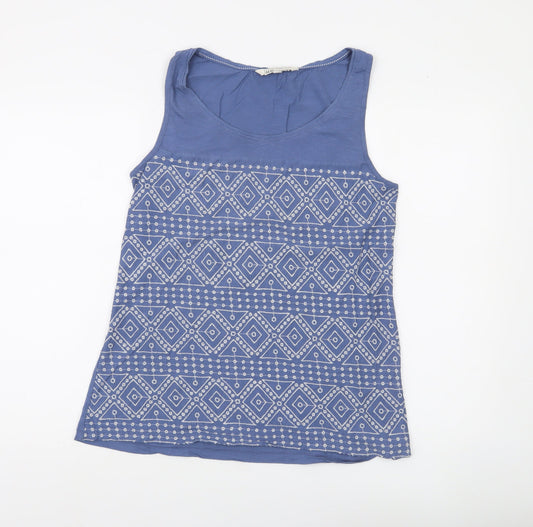 Fat Face Women's Blue Embroidered Cotton Camisole Tank Top Size 12