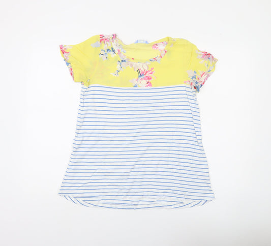 Joules Women’s Multicoloured Floral Stripe Viscose Cotton T-Shirt Size 8