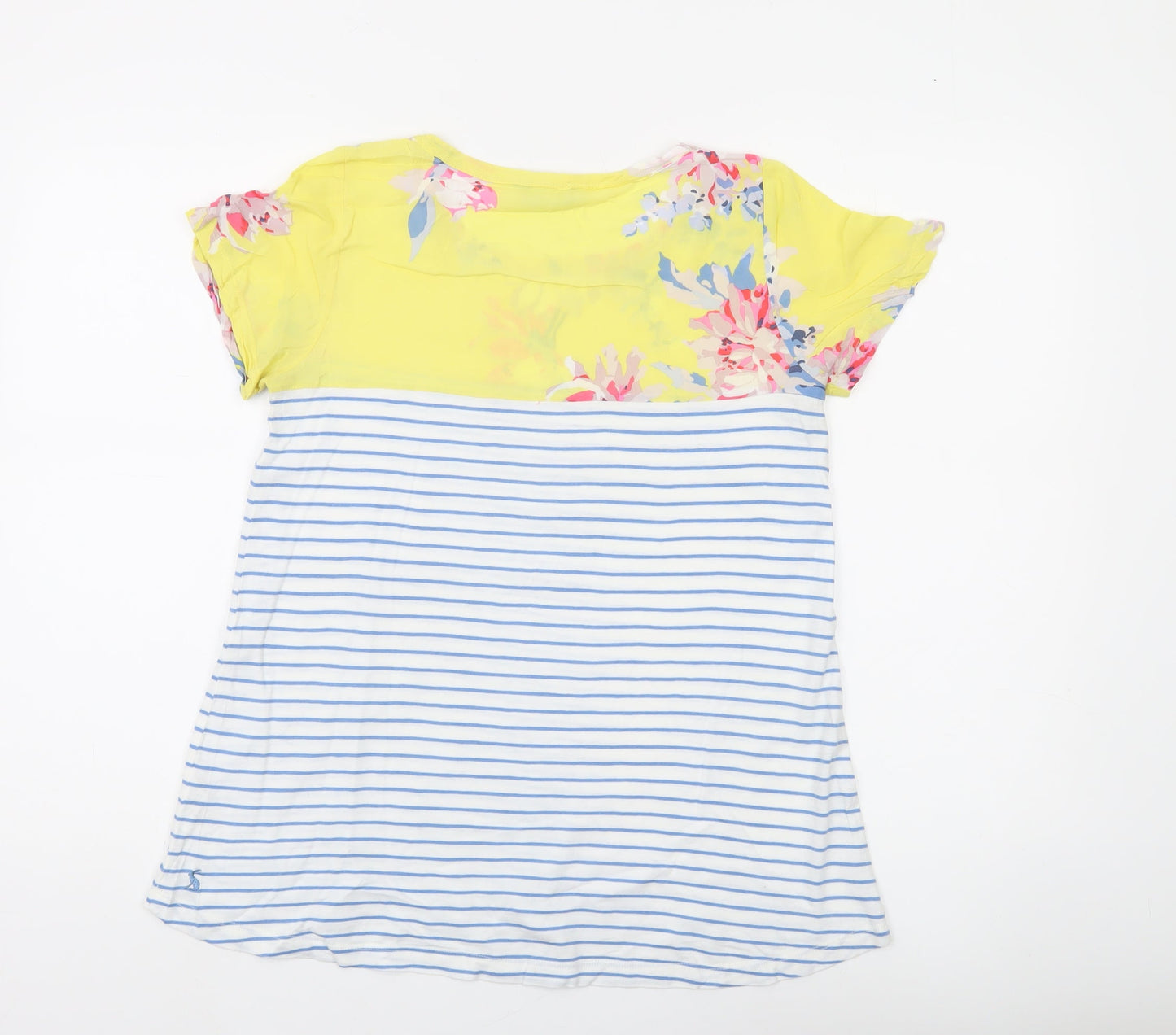 Joules Women’s Multicoloured Floral Stripe Viscose Cotton T-Shirt Size 8