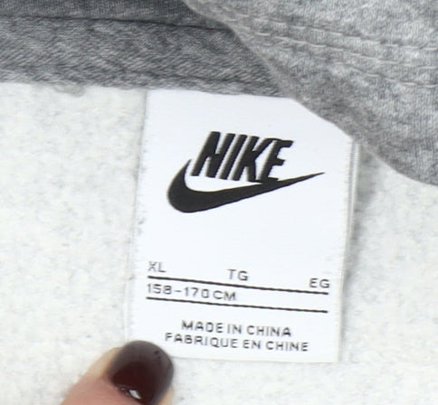 Nike Boys Grey Pullover Hoodie XL 158-170cm Cotton Blend Logo Sweatshirt