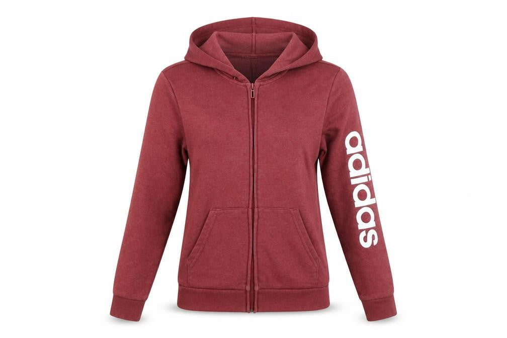 Front view of Adidas Women’s Red Full Zip Hoodie XS - Casual Sporty Sweatshirt