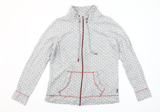 Cecil Womens Grey Star Print Full Zip Hoodie Size M Cotton Blend