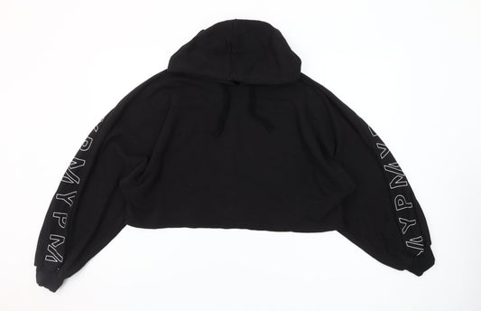 MyProtein Womens Black Cropped Pullover Hoodie Size L Relaxed Fit