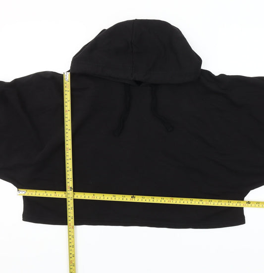 MyProtein Womens Black Cropped Pullover Hoodie Size L Relaxed Fit