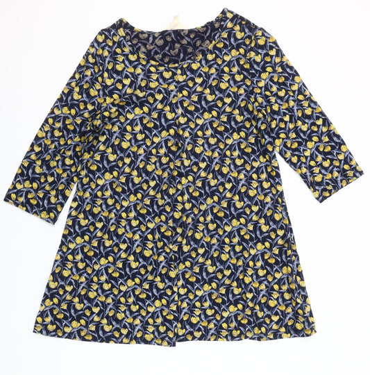 Seasalt Cornwall Womens Multicoloured Floral Tunic Top UK 14 3/4 Sleeve Organic Cotton