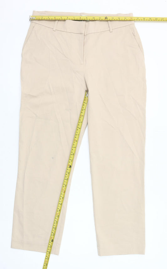 Carolyn Donnelly Women’s Beige Chino Trousers Size 14 Straight Fit
