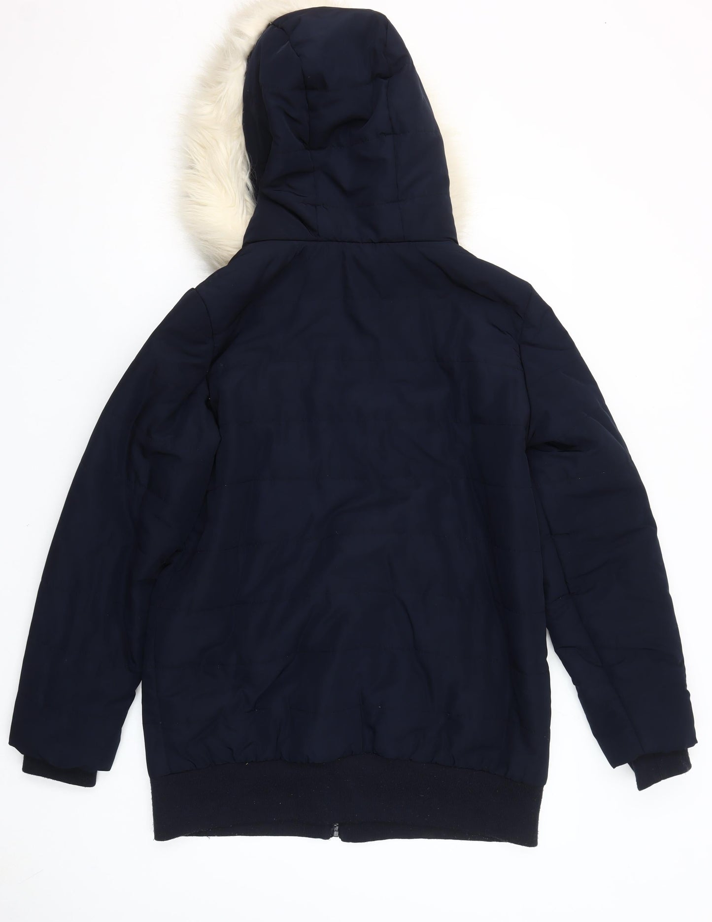 St. Bernard for Dunnes Stores Women's Navy Faux Fur Hooded Puffer Jacket Size 14