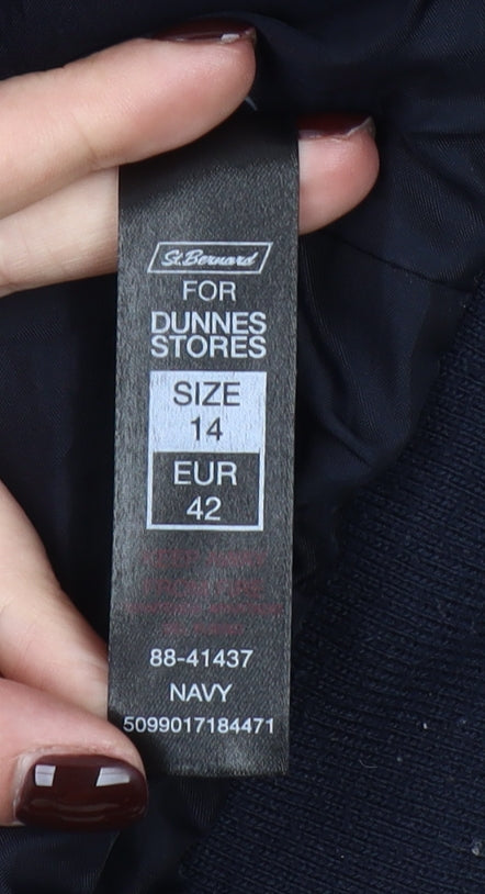 St. Bernard for Dunnes Stores Women's Navy Faux Fur Hooded Puffer Jacket Size 14