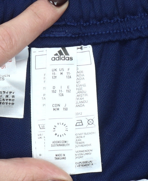 Adidas Boys Navy Blue Jogger Trousers Size 12 Years Polyester Activewear