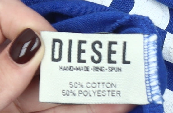 Diesel Men's Blue Athletics Graphic T-Shirt Medium Cotton Blend