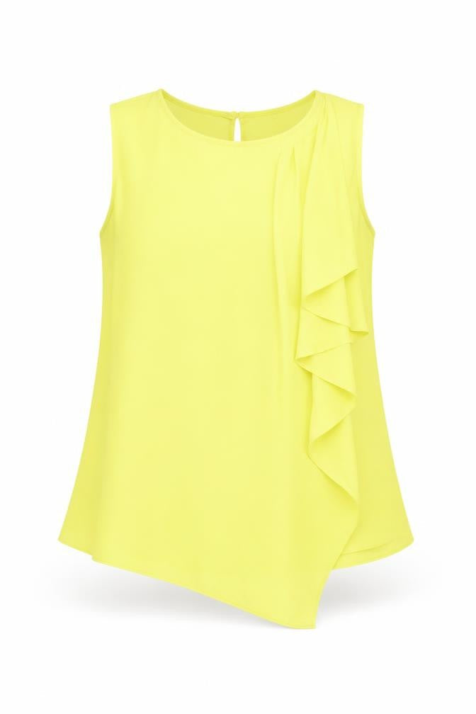 Principles by Ben de Lisi Women's Yellow Sleeveless Ruffle Blouse Size 8
