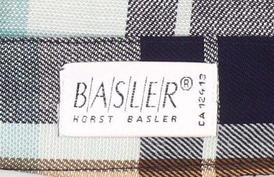 Basler Women Blue Plaid Pleated Knee Length Skirt Size 16