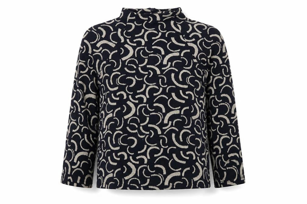 Marks and Spencer Women's Black Geometric High Neck Pullover Jumper Size 10