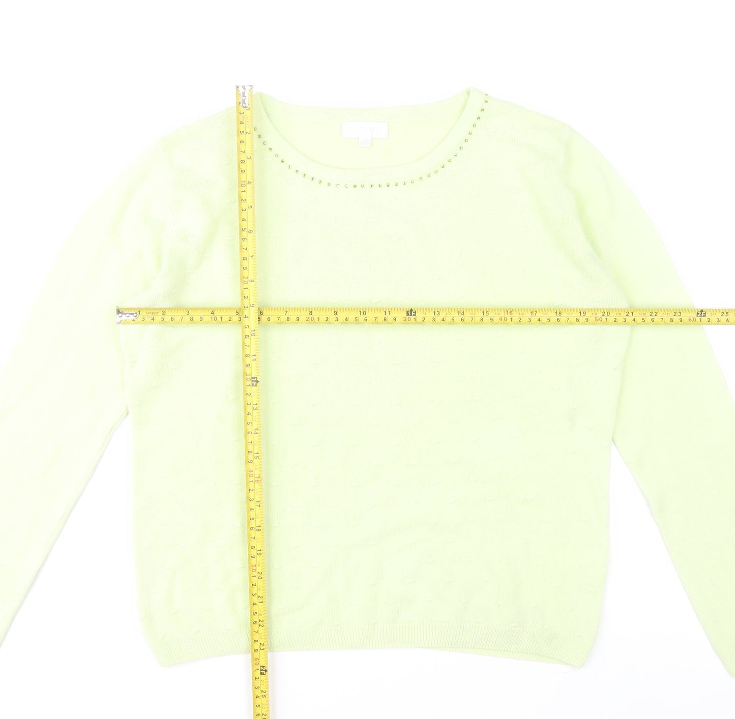 Paramour Womens Green Beaded Crew Neck Knit Jumper L