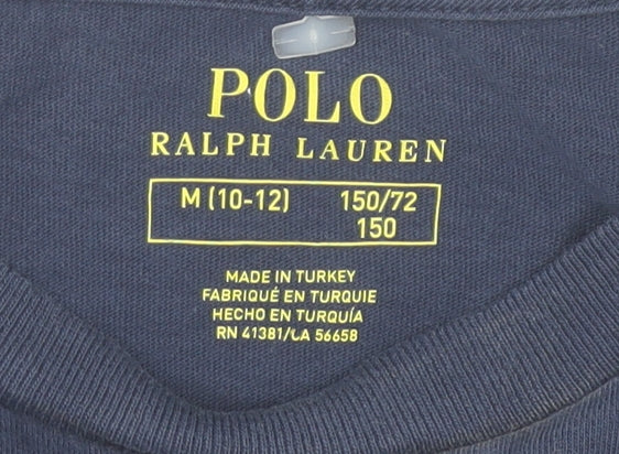 Ralph Lauren Boys Blue Polo Logo Graphic T-Shirt Size 10-12 Years