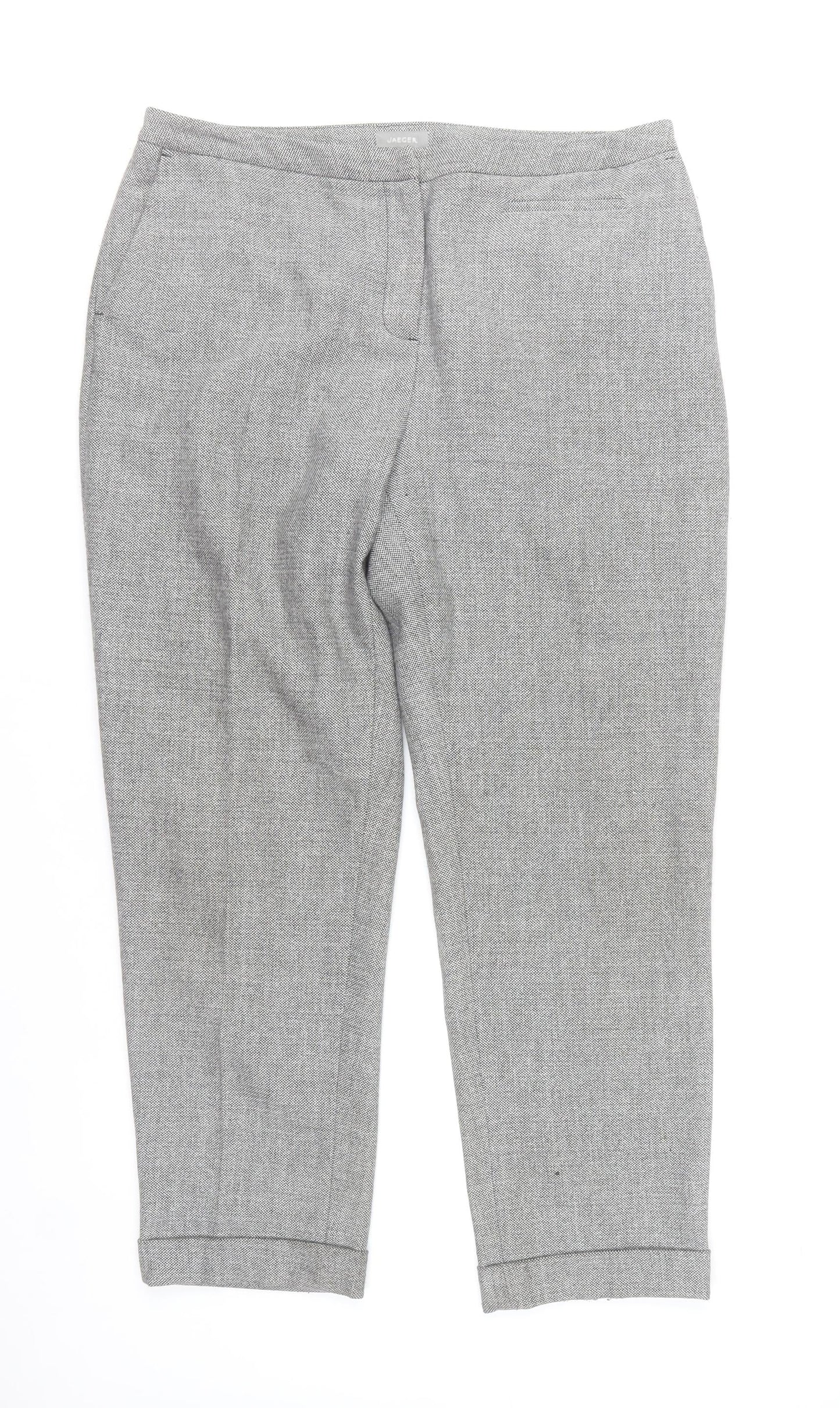 Jaeger Women Grey Size 14 Slim Fit Cropped Tailored Trousers