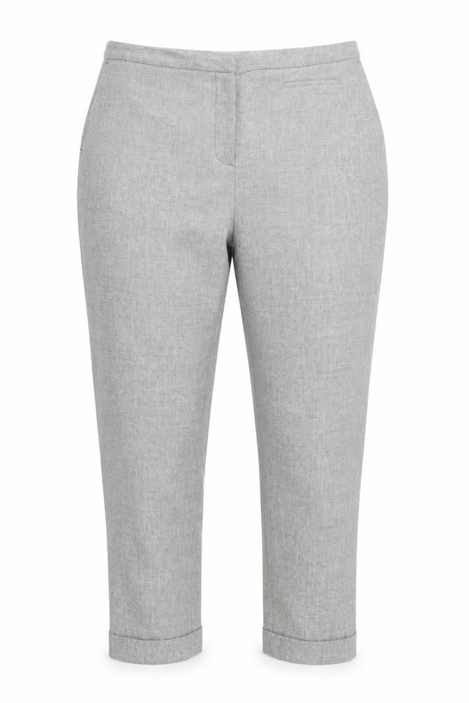 Front view of Jaeger Women Grey, size 14 Slim, Fit Cropped Tailored Trousers