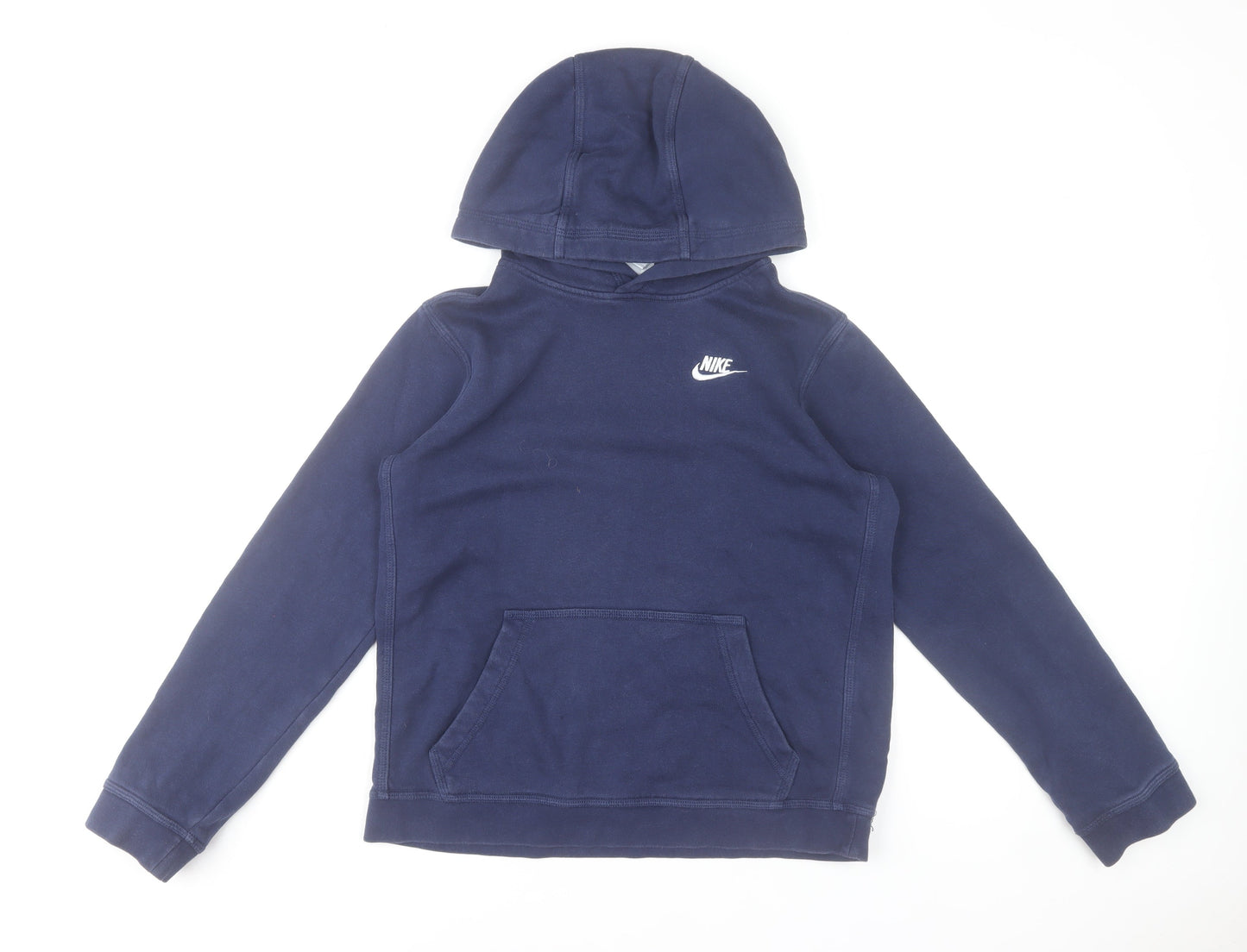 Nike Boys Navy Blue Pullover Hoodie XL 158-170cm Cotton Blend Sweatshirt