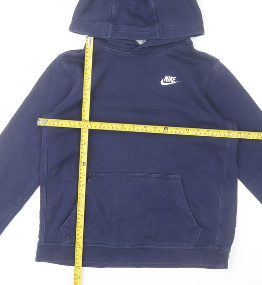 Nike Boys Navy Blue Pullover Hoodie XL 158-170cm Cotton Blend Sweatshirt